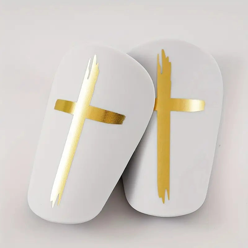 MIni shin pads with God's Cross